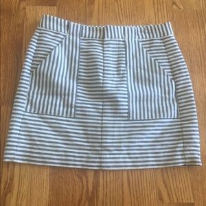 Madewell navy and white pin striped skirt
