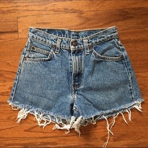 Size 24 orange tab Levis high waisted cut offs