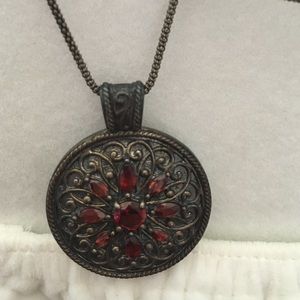 Antique ruby pendant set in 925 silver