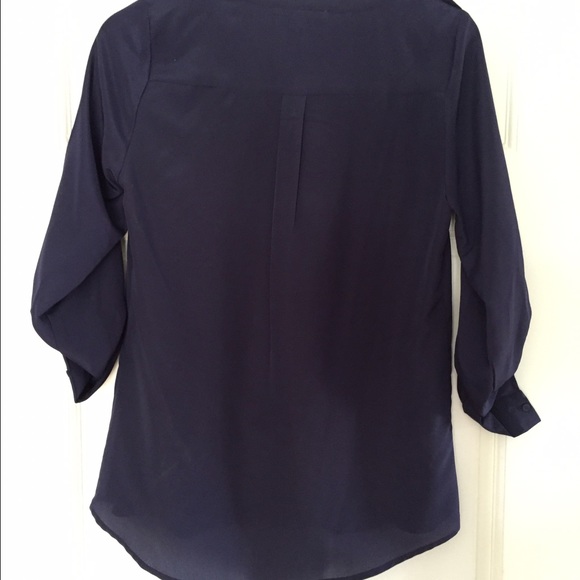 Navy blue rayon loose button down - Picture 4 of 4