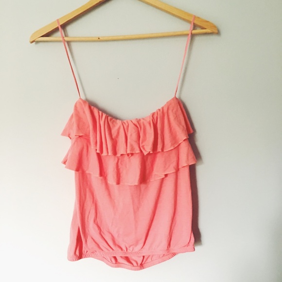American Eagle Coral strapless Ruffled top