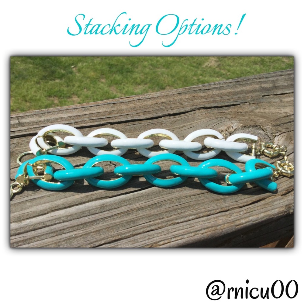 ⚜️Last 1!⚜️Turquoise Gold Enamel Link Bracelet! - Picture 6 of 8