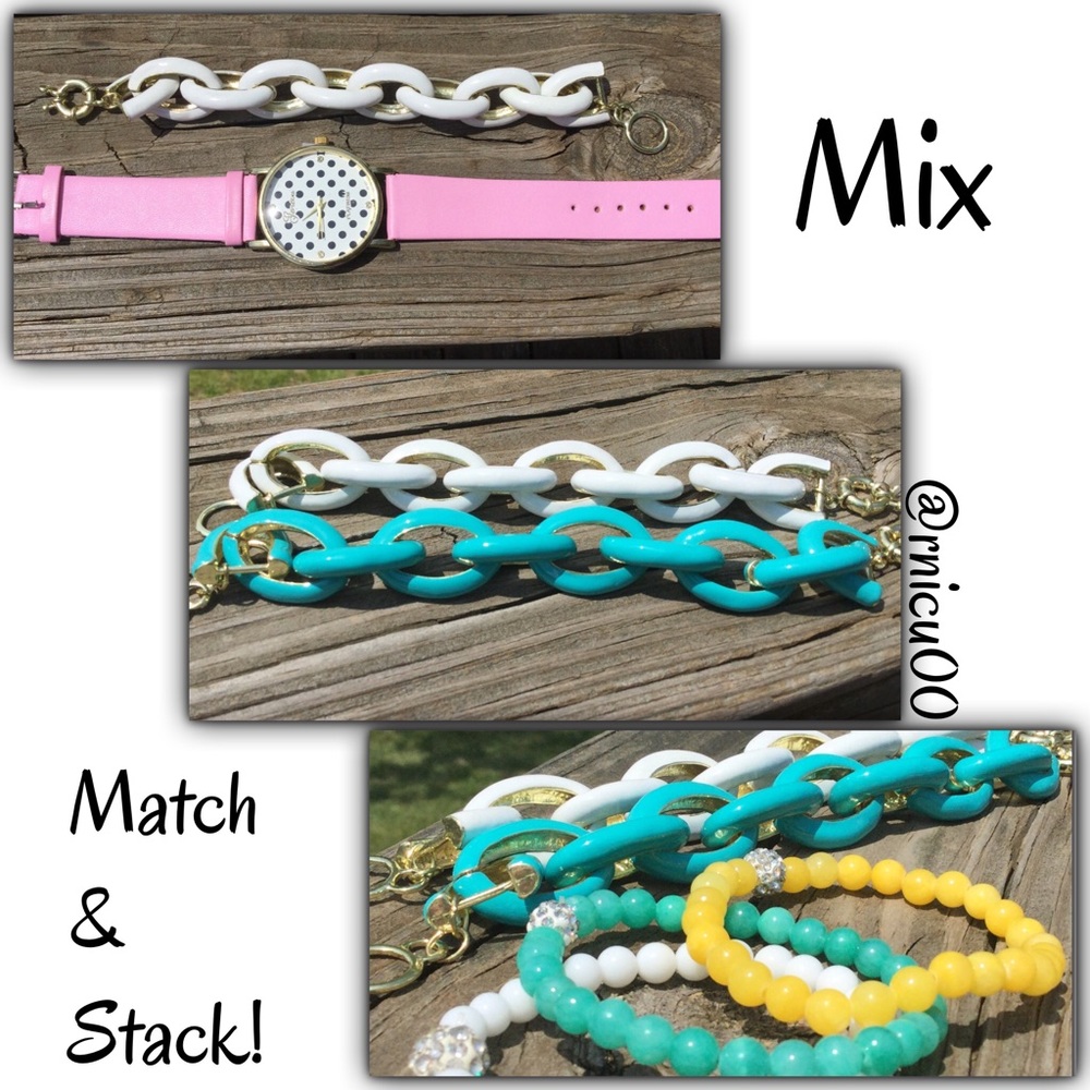 ⚜️Last 1!⚜️Turquoise Gold Enamel Link Bracelet! - Picture 7 of 8