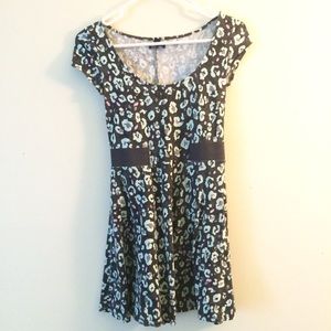 Cute Mint Leopard Print Cut-Out Back Dress