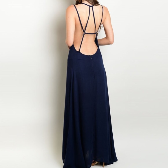 Pink Shrimp Boutique Dresses & Skirts - "Nala" navy maxi criss cross strap dress