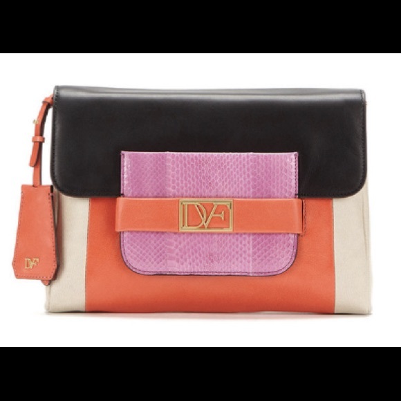 DVF snake color block clutch/cross body