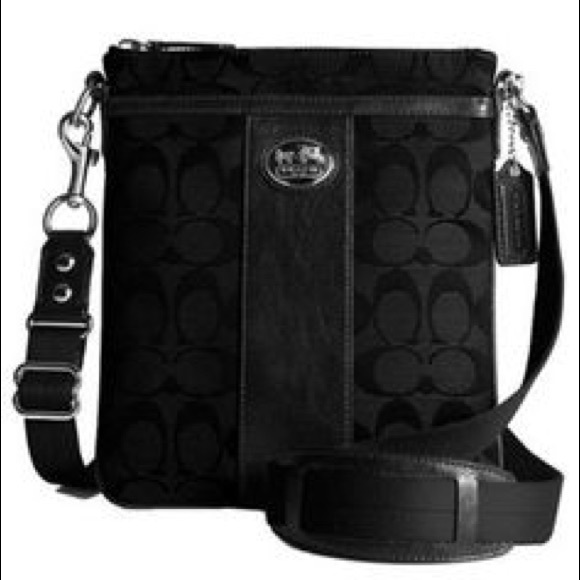 Coach Signature Logo Canvas Fabric Crossbody Purse