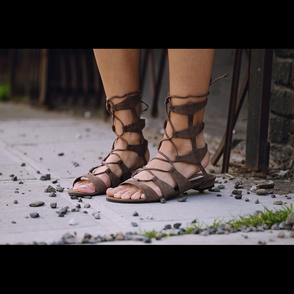 New Forever 21 Gladiator Lace  Up Taupe Sandals