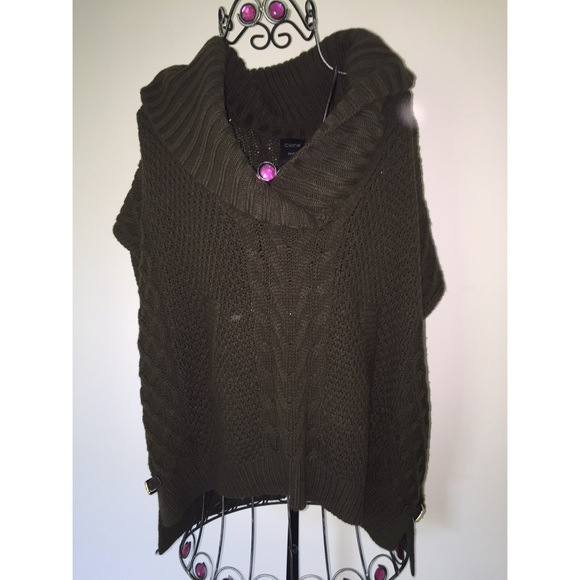 Sleeveless army green poncho
