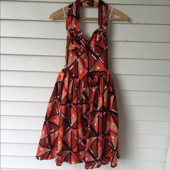 Vintage inspired 50's geometric halter sundress