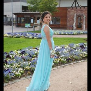 LIGHT BLUE PROM DRESS