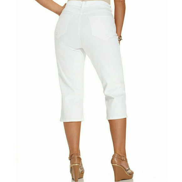 NYDJ Plus Size Ariel Cropped Jeans, White - Picture 2 of 4