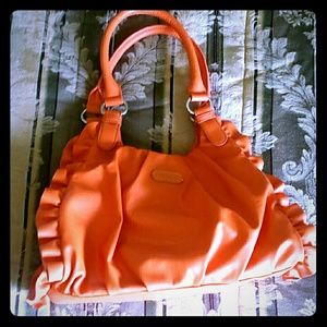 Orange ruffle Handbag