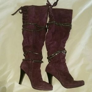 Victoria's Secret Shoes - VS Corset Purple Suede Tall Over The Knee Boots Victoria's Secret Shoes - VS Corset Purple Suede Tall Over The Knee Boots