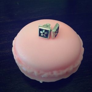 Stud earrings and macaroon case