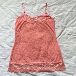 Pink crinkle lace tank top