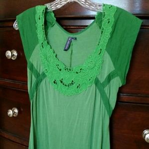 One September Green Top with floral detailing
