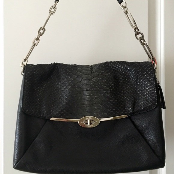 Coach Black Bag w/Snake Skin Flap