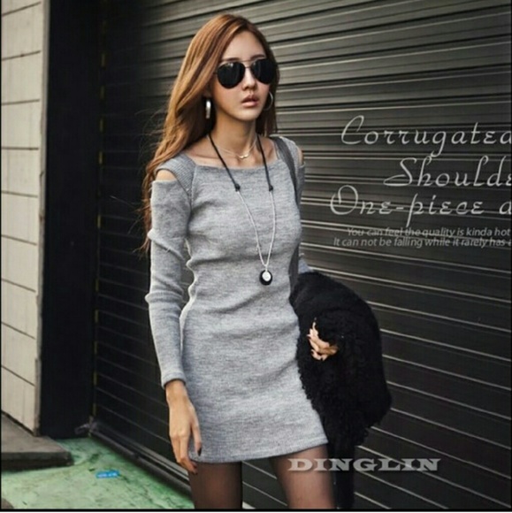 NBW Gray Off the Shoulder Dress