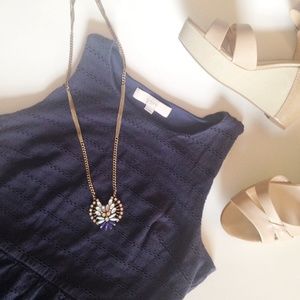 LOFT Navy Eyelet Dress