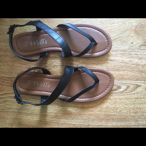 Wells black strappy sandals