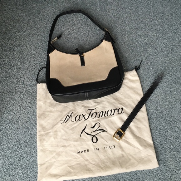 🔥SALE MaxTamara Italian Leather&Linen Classic Bag