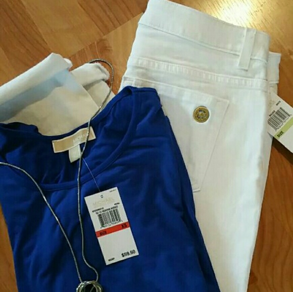 NWT Michael Kors outfit Crop jeans/peplum Top