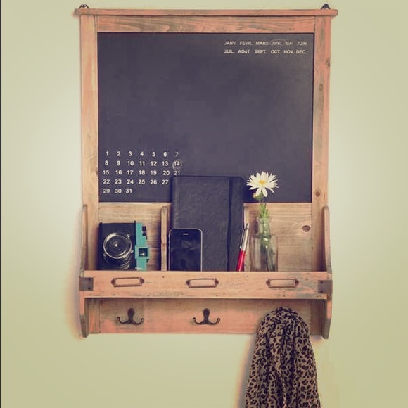 Reclaimed wood chalk board and shelf