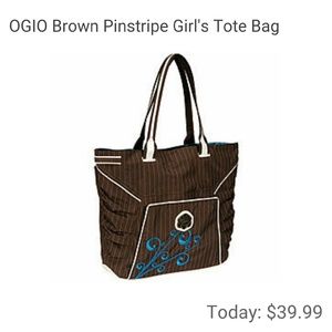 😰LAST DAY😰Ogio Brown PinstripeTote w Laptop pkt