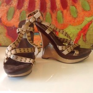 Steve Madden Nude Sandal with Bronze Hardware