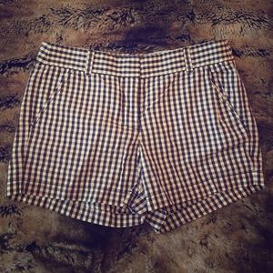 J. crew shorts that are blue and white gingham