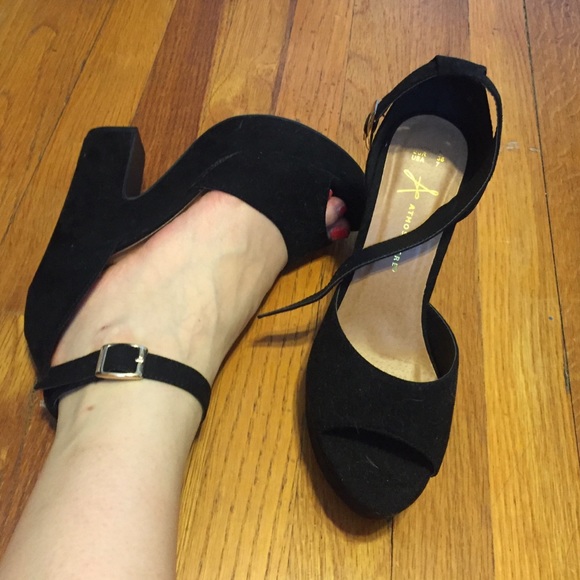Black chunky heel platform sandals