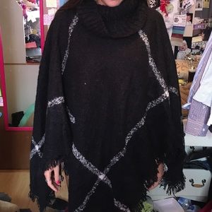 Black and white poncho