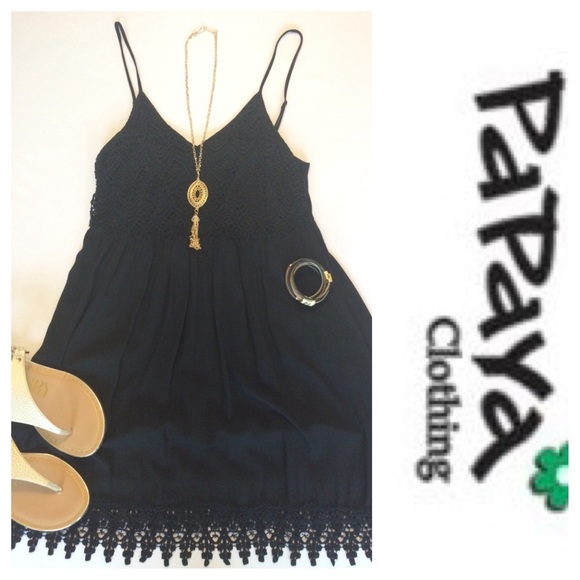 Papaya Dresses & Skirts - Papaya Crochet Black Summer Dress