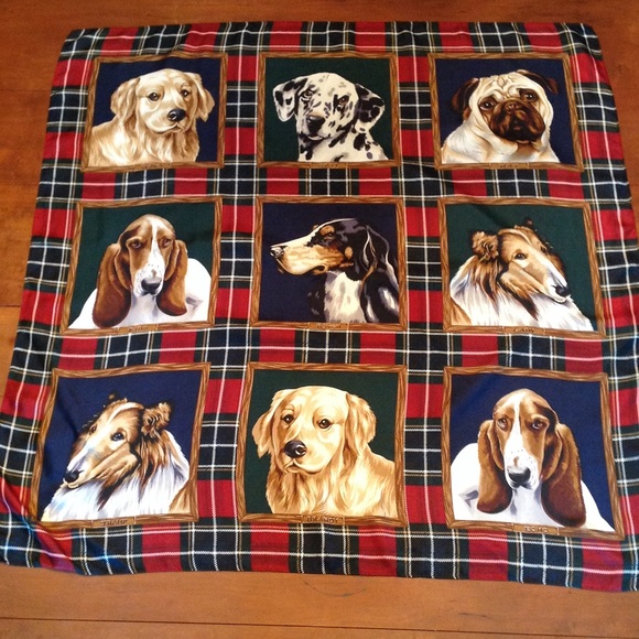 NWOT Ellen Tracy 100% Silk DOG Scarf on Plaid