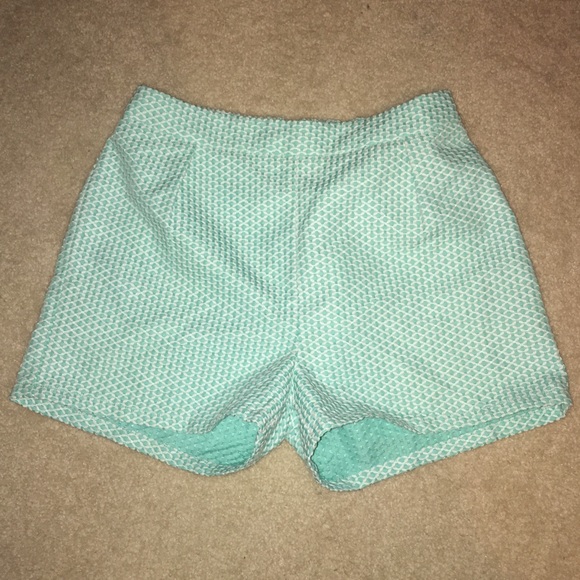 Francesca Brand Hi-Waisted Teal & White Shorts