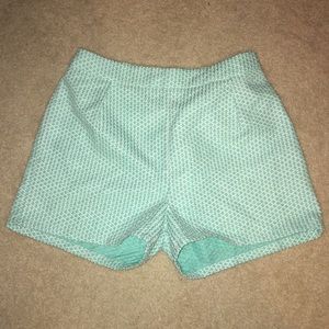 Francesca Brand Hi-Waisted Teal & White Shorts