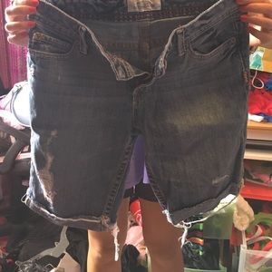 Blue long jean shorts