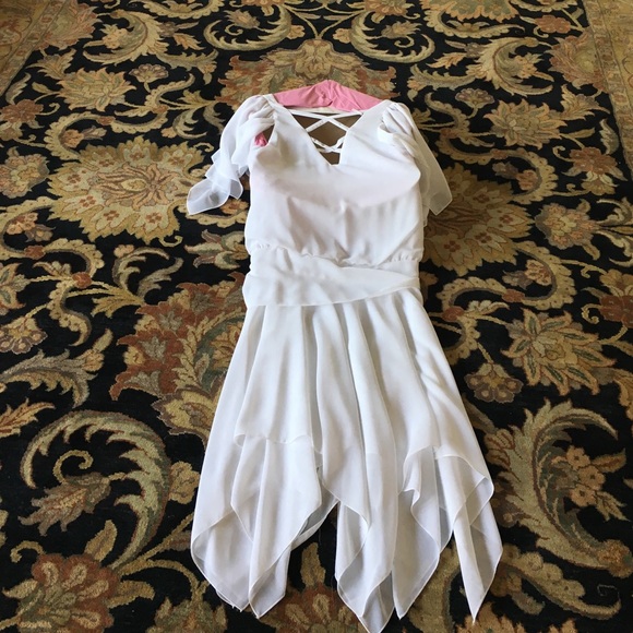 Elegant White Chiffon Party Dress  Small