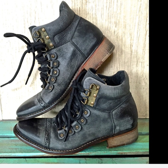 Free People Shoes - Free People washed black leather hiker boot 36