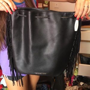 Black fringed Victoria secrets bag
