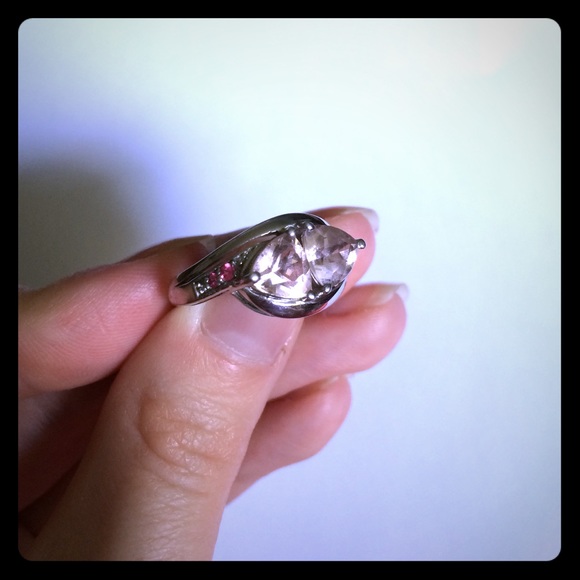 Morganite and pink spinel ring size 7