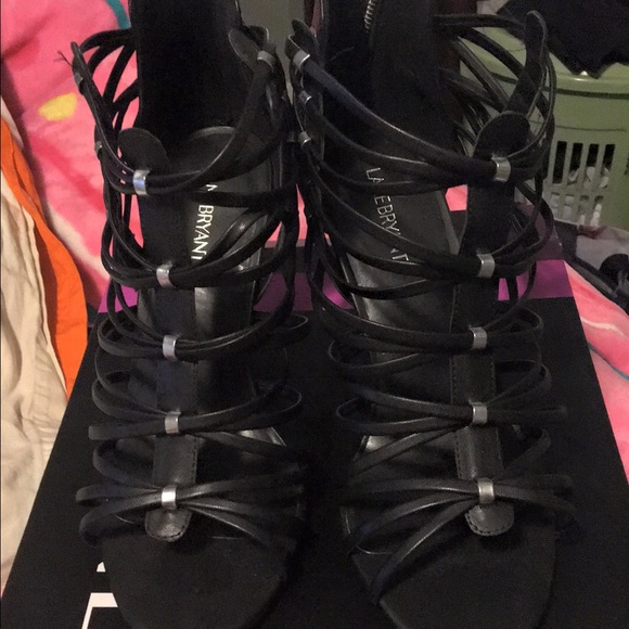 Lane Bryant Black Caged Heels w/ Zip-back closure