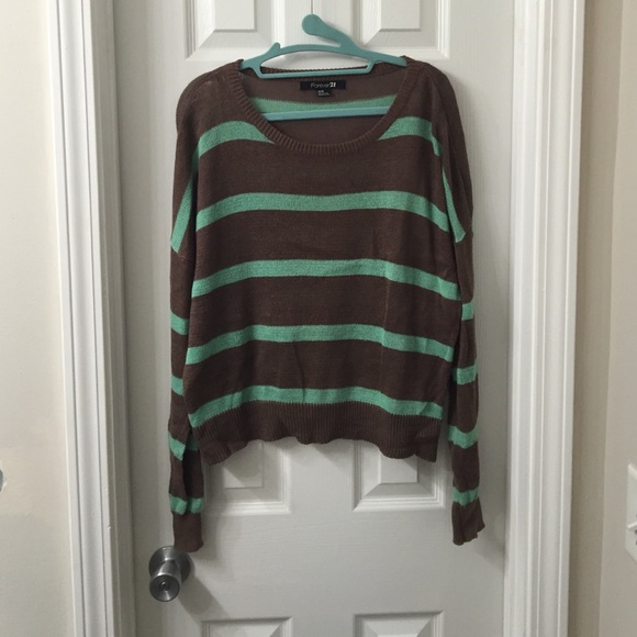 Brown & blue/green striped sweater from Forever21