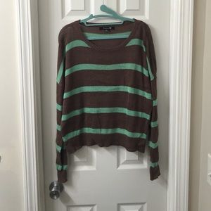 Brown & blue/green striped sweater from Forever21