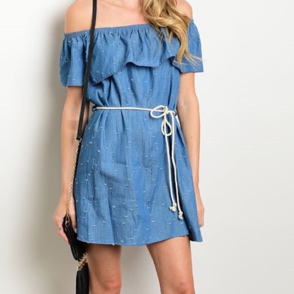 Leather and Sequins Dresses Last Onedenim Chambray Rope Tie Ruffle