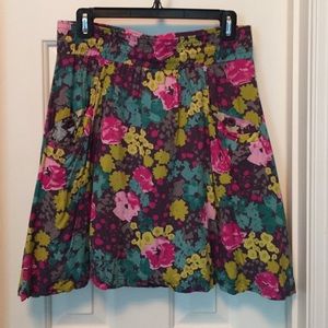 Floral print high waisted skirt