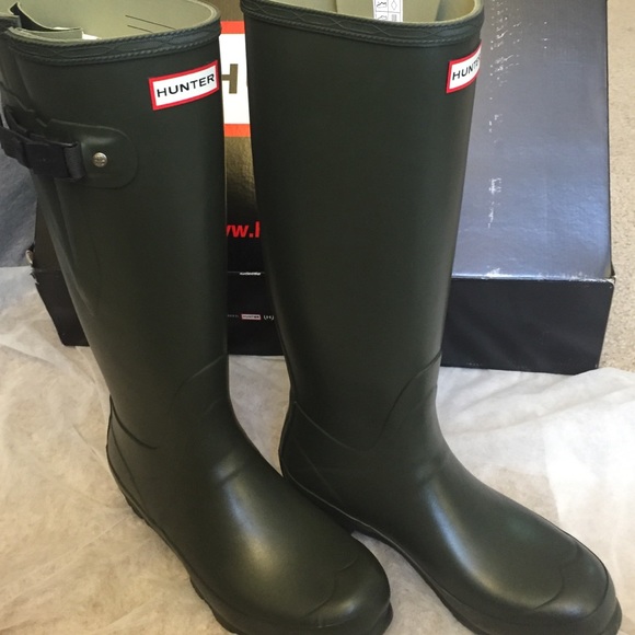 Tall dark green hunter boots- never worn! - Picture 2 of 4