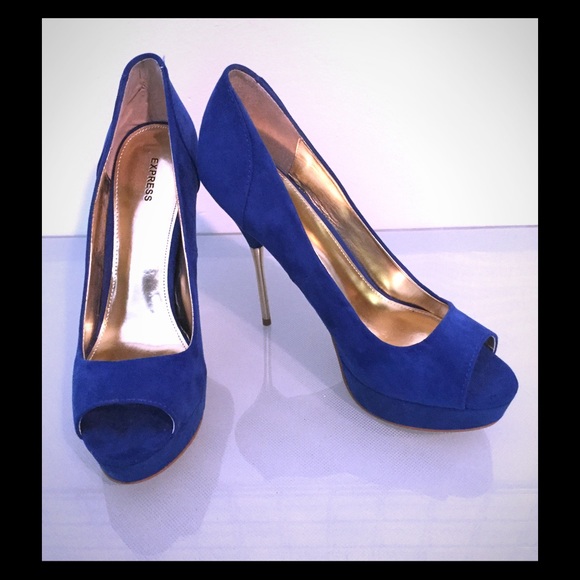 Royal Blue Peep Toe Platforms