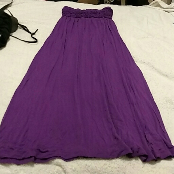 Purple full length maxi dress, strapless